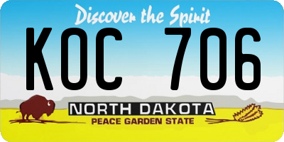 ND license plate KOC706