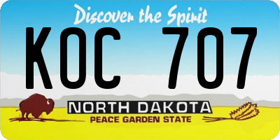 ND license plate KOC707