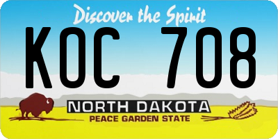 ND license plate KOC708