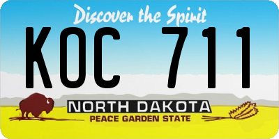 ND license plate KOC711