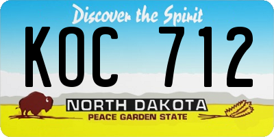 ND license plate KOC712