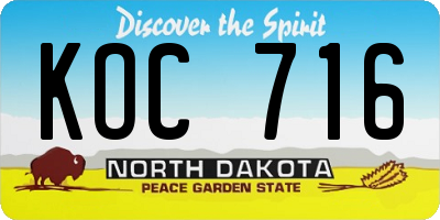 ND license plate KOC716