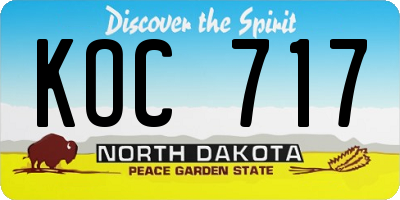 ND license plate KOC717