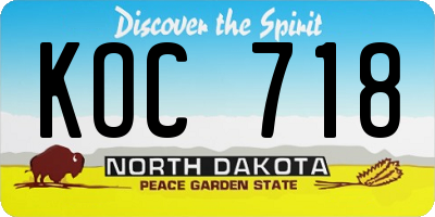 ND license plate KOC718