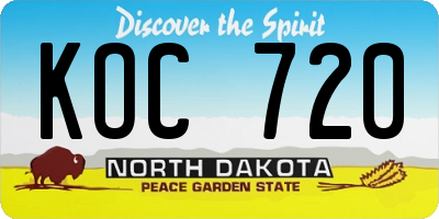 ND license plate KOC720