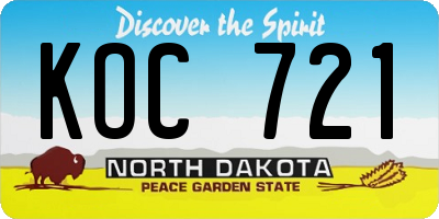ND license plate KOC721