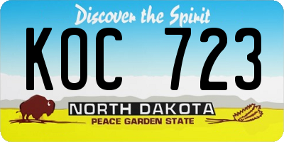 ND license plate KOC723