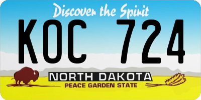 ND license plate KOC724