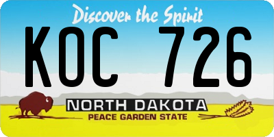 ND license plate KOC726