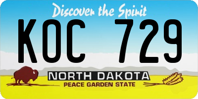 ND license plate KOC729