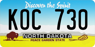 ND license plate KOC730
