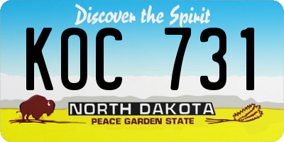 ND license plate KOC731