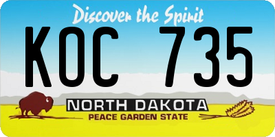 ND license plate KOC735