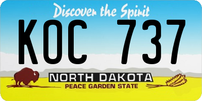 ND license plate KOC737