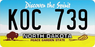 ND license plate KOC739