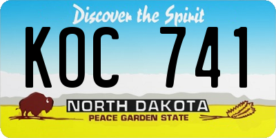 ND license plate KOC741