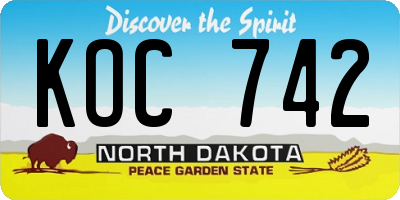 ND license plate KOC742