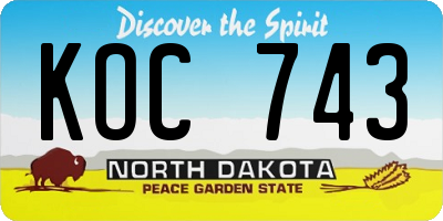 ND license plate KOC743