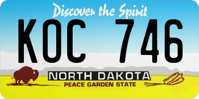 ND license plate KOC746