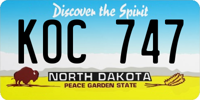 ND license plate KOC747