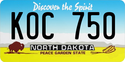 ND license plate KOC750