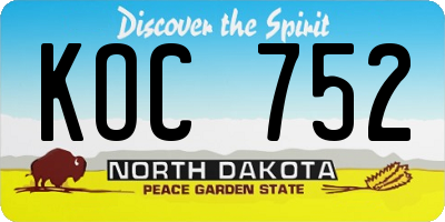 ND license plate KOC752