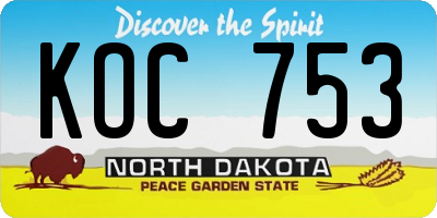 ND license plate KOC753