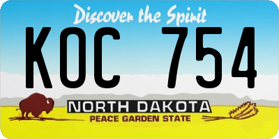ND license plate KOC754