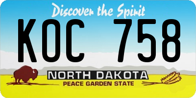 ND license plate KOC758