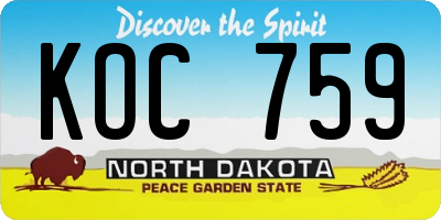 ND license plate KOC759
