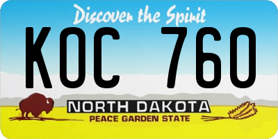 ND license plate KOC760
