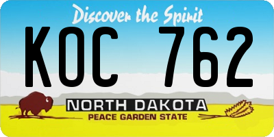 ND license plate KOC762