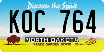 ND license plate KOC764