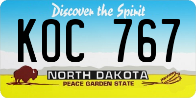 ND license plate KOC767