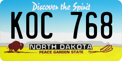 ND license plate KOC768