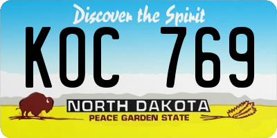 ND license plate KOC769