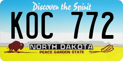 ND license plate KOC772