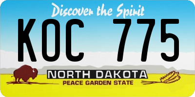 ND license plate KOC775
