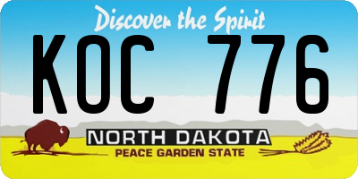 ND license plate KOC776
