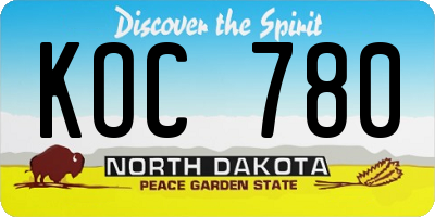 ND license plate KOC780