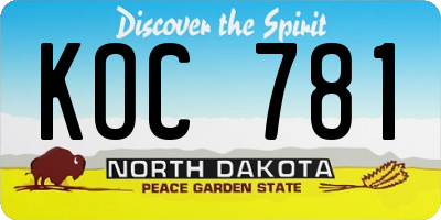 ND license plate KOC781