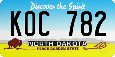 ND license plate KOC782