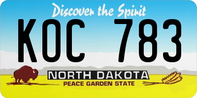 ND license plate KOC783