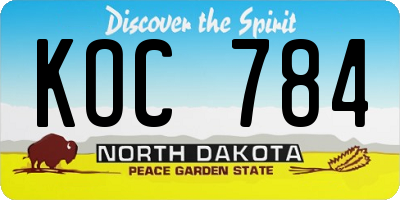 ND license plate KOC784