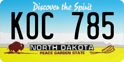 ND license plate KOC785