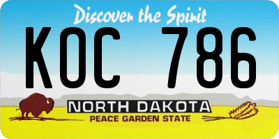 ND license plate KOC786