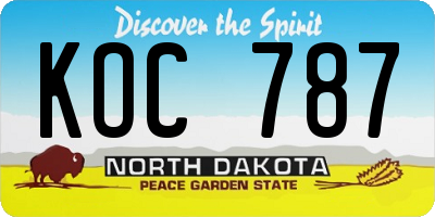 ND license plate KOC787