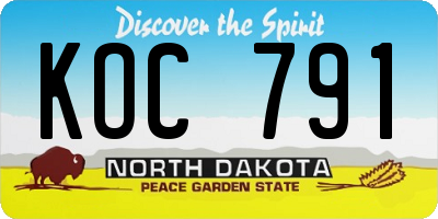 ND license plate KOC791