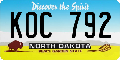 ND license plate KOC792