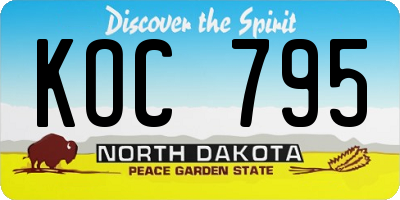 ND license plate KOC795